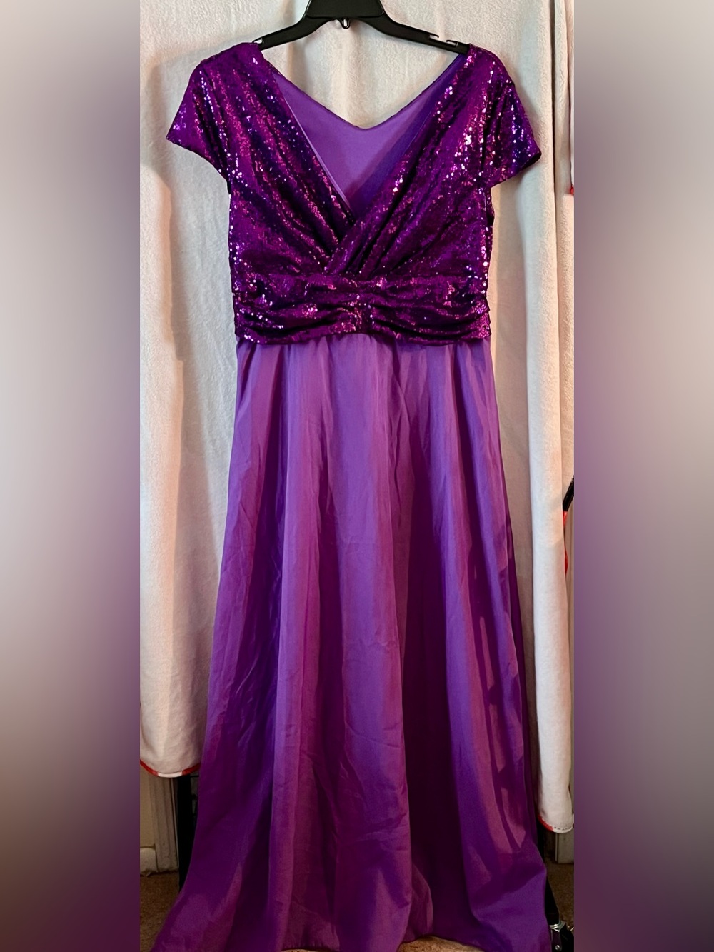 Women’s Purple Sequin Bodice Formal Dress